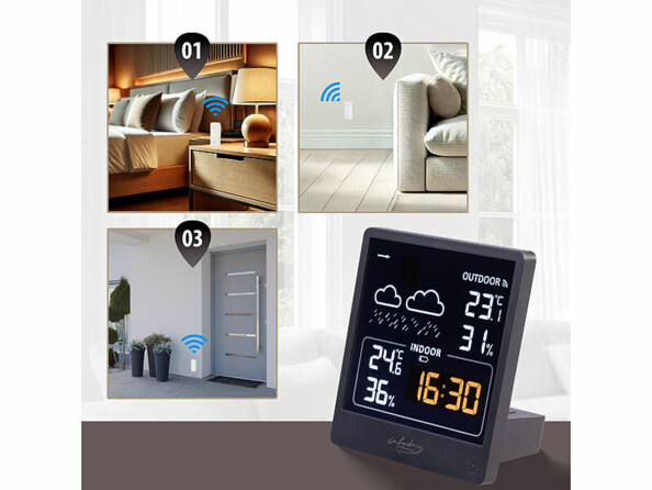 Station météo avec écran VA et sonde extérieure sans fil