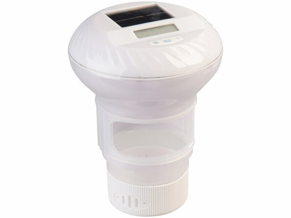 Thermomètre de piscine solaire avec doseur de chlore et éclairage LED