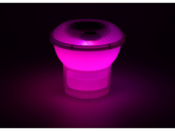 Thermomètre de piscine solaire avec doseur de chlore et LED RVB