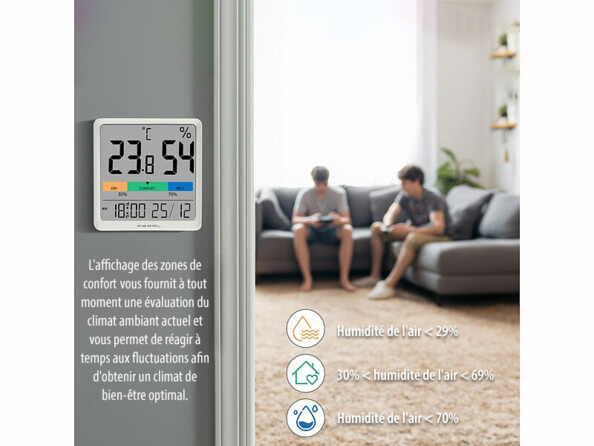 Thermo-hygromètre avec écran couleur et réveil