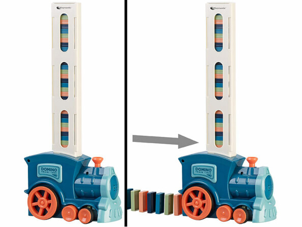 Train domino avec 80 dominos colorés