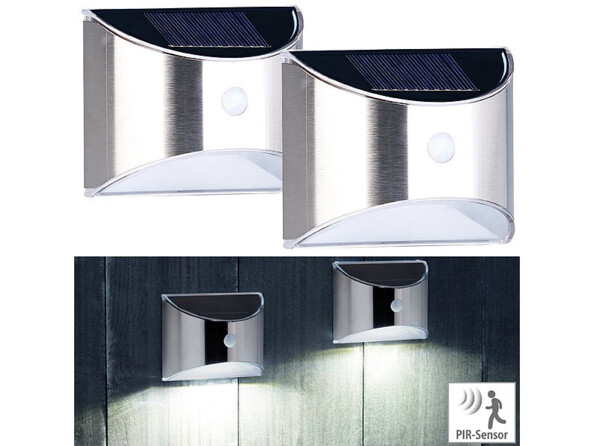 2 appliques murales solaires à LED avec détecteur de mouvement WL-130.solar