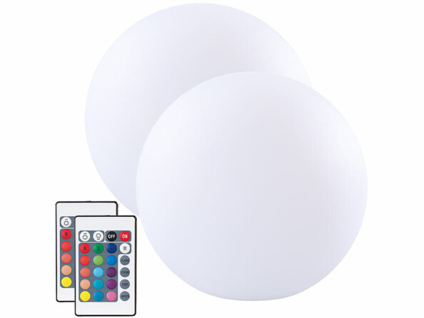 2 boules lumineuses sans fil avec LED RVBB de la marque Lunartec