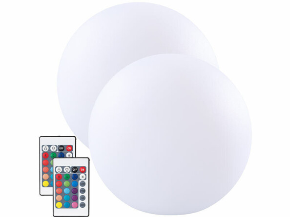 2 boules lumineuses sans fil avec LED RVBB et 2 télécommandes de la marque Lunartec