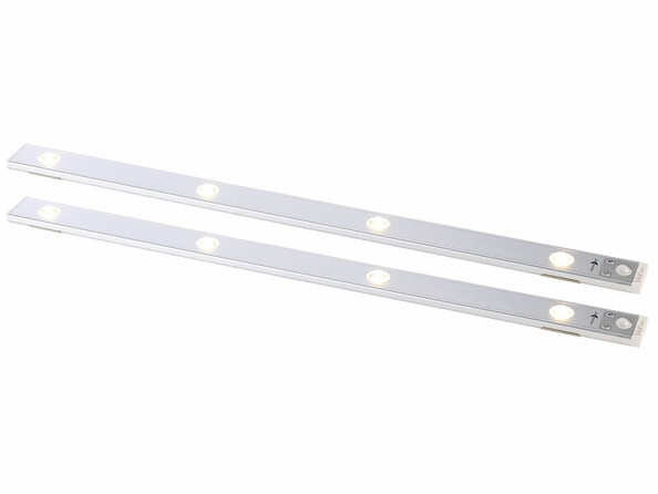 2 réglettes LED sans fil avec 4 faisceaux lumineux d'ambiance de la marque Lunartec