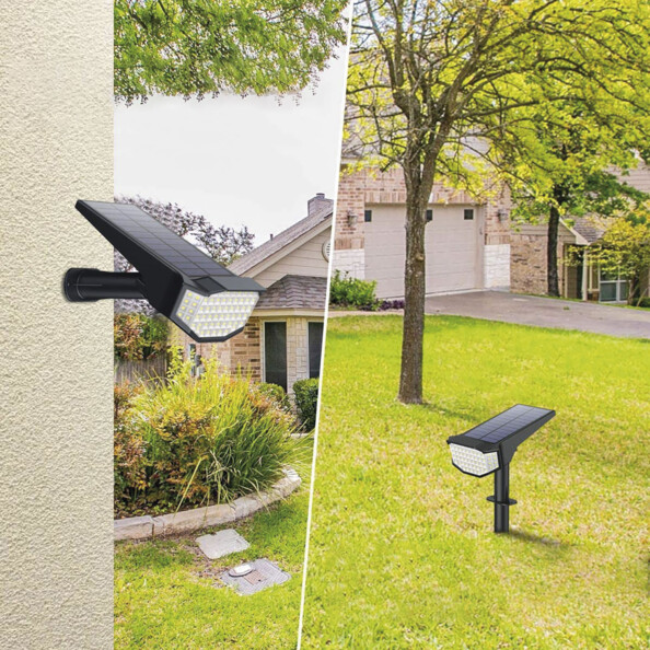 2 spots de jardin solaires mural ou piquet à LED 650 lm