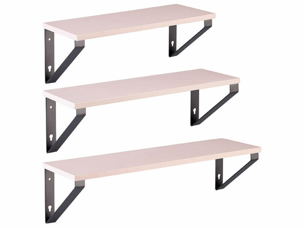 3 étagères murales en 3 tailles coloris brun clair