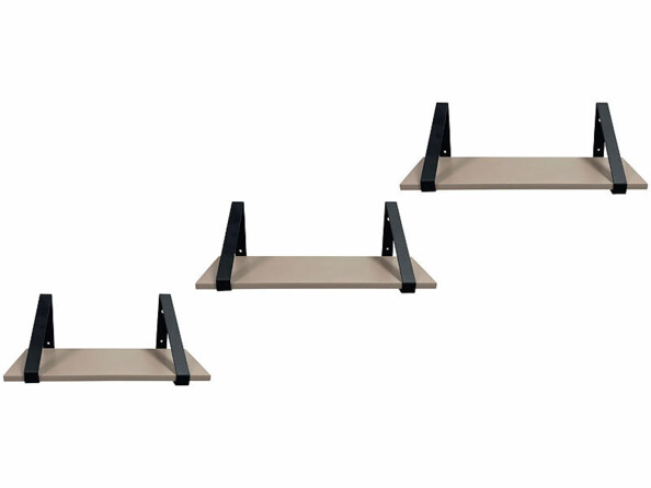 3 étagères murales en 3 tailles coloris brun clair