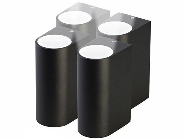 4 appliques murales pour deux ampoules LED avec douille GU10 de la marque Lunartec