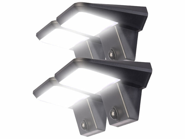 Pack de 4 projecteurs LED solaires avec détecteur de mouvement 200 lm de la marque Luminea