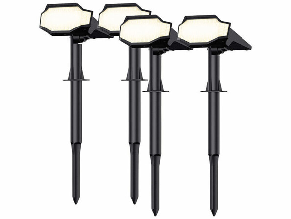 4 spots de jardin solaires à LED 650 lm blanc chaud de la marque Luminea