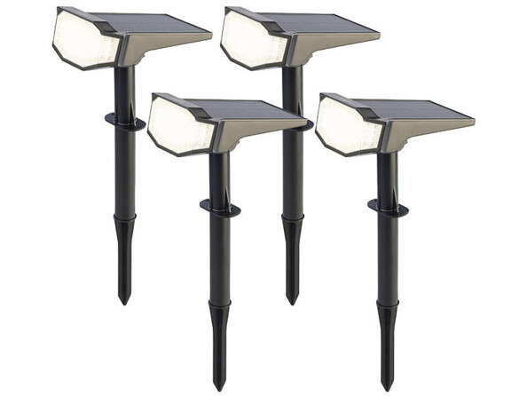 4 spots de jardin solaires à LED 650 lm blanc lumière du jour de la marque Luminea