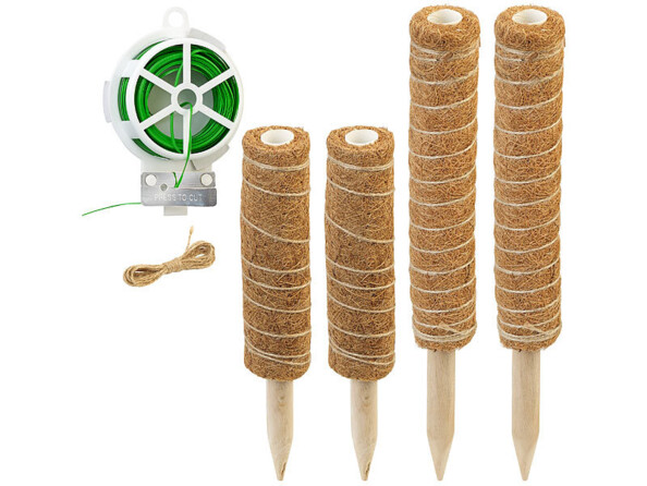 4 tuteurs en fibre de coco et bois