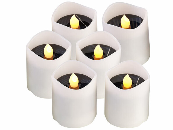6 bougies LED solaires avec effet flamme