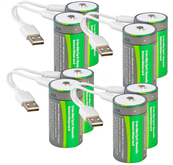 8 accus type D 5400 mAh avec port de chargement USB