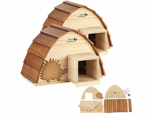 Pack de 2 abris à hérisson en kit de 24 pièces chacun avec clous, 3 tubes de colle et mode d'emploi en français