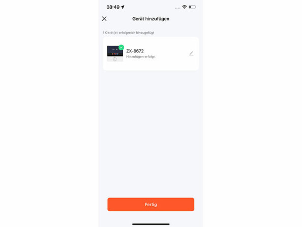 Capture d'écran de l'ajout de l'appareil dans l'application de domotique ELESION