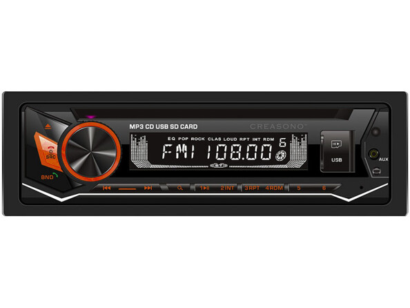 Autoradio CD 1-DIN CAS-3700.bt CreaSono. Eclairage orange.