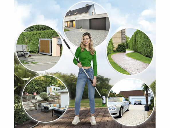 Balai de nettoyage avec raccord pour tuyau d'arrosage