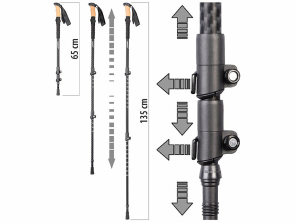 Bâtons de marche télescopiques en carbone