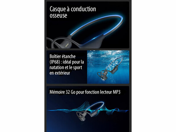 Casque sport conduction osseuse étanche sans fil IHS-740.b bluetooth 5.3