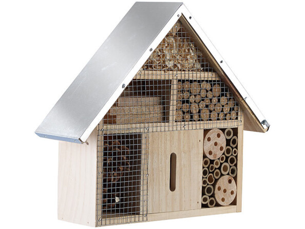 Hôtel à insectes "Maja" en bois avec toit métallique