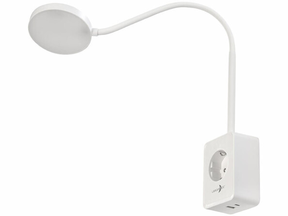 Lampe murale à col de cygne sur prise secteur avec chargeur USB