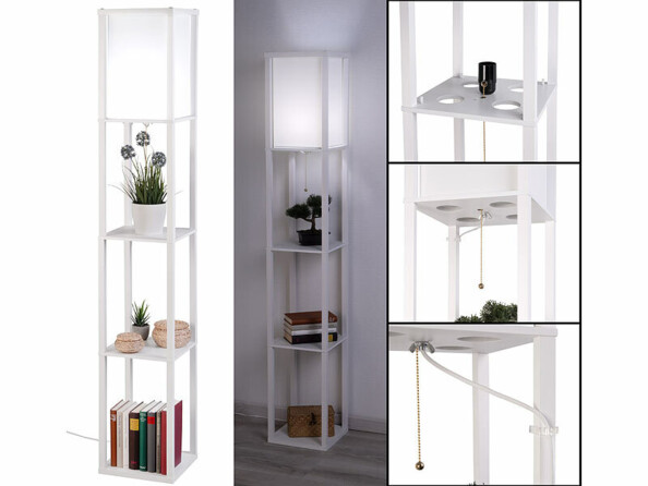 Lampe de salon avec étagères coloris blanc