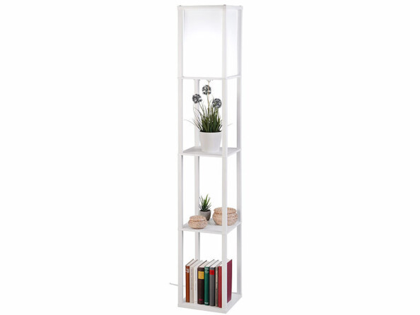Lampe sur pied avec étagères coloris blanc