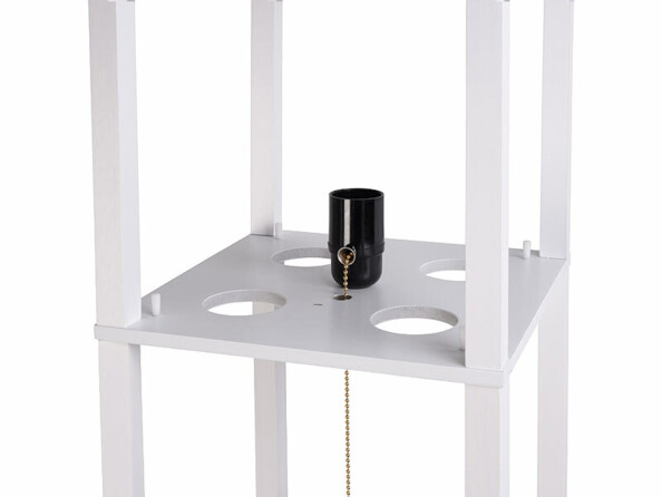 Lampe sur pied e27 avec étagères coloris blanc