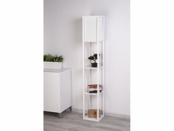Lampe sur pied avec étagères coloris blanc