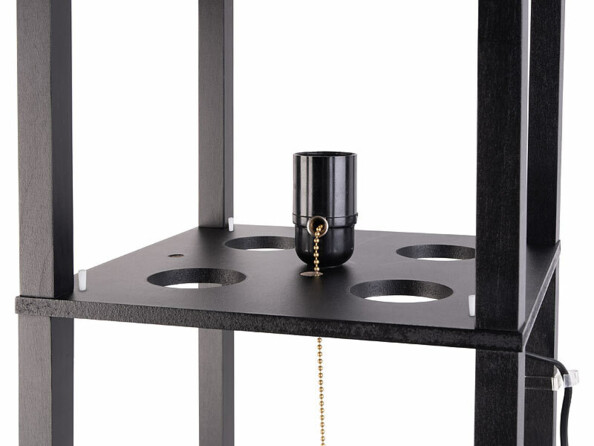 Lampe sur pied avec étagères douille e27 coloris noir
