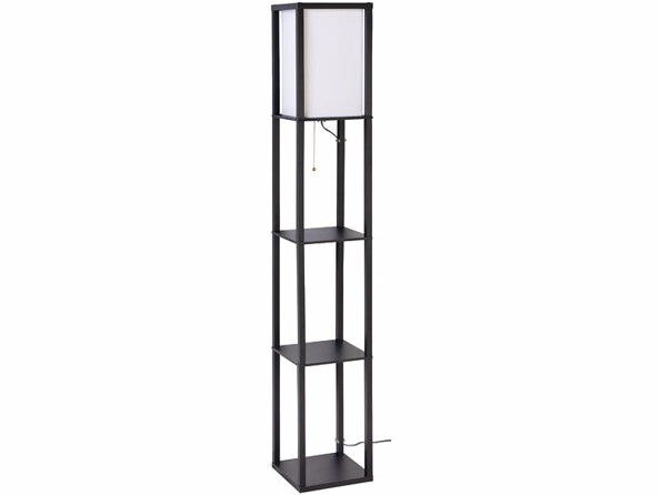Lampe sur pied avec étagères douille e27 coloris noir