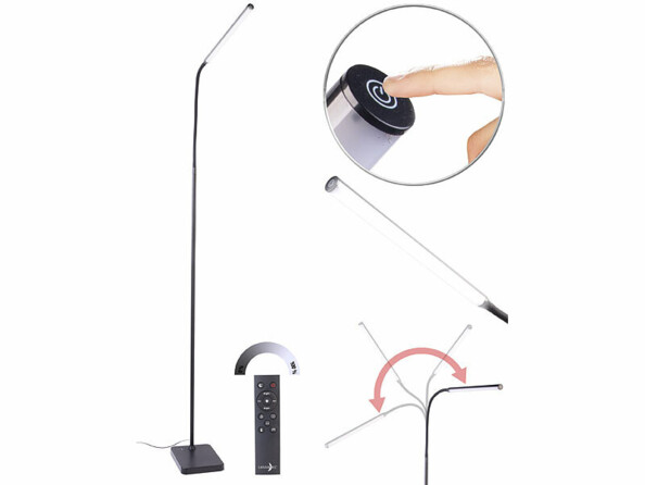 Lampe sur pied LED télécommandée 600 lm à col de cygne intensité variable