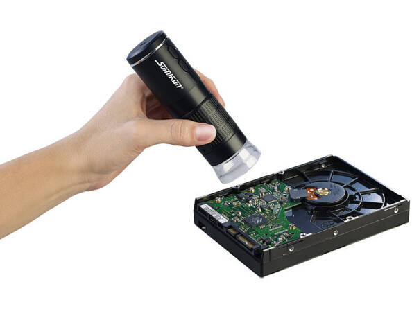 Mise en situation avec un disque dur nomade avec grossissement 1000x