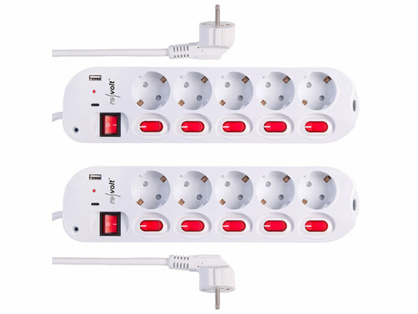 2 multiprise 5 prises avec interrupteurs et 2 ports USB