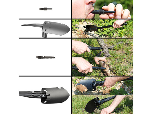 Pelle multifonction 12 en 1 en acier carbone