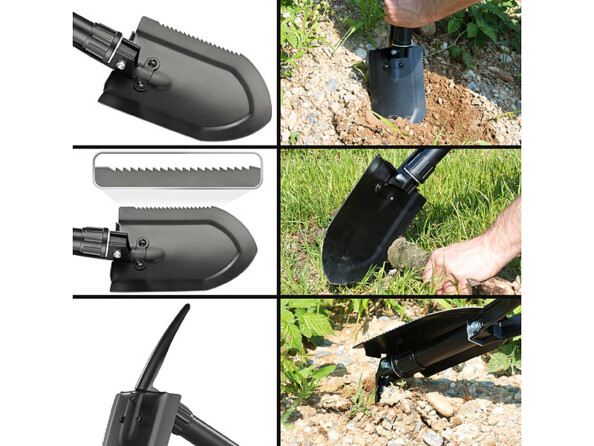 Pelle pliable 3 en 1 en acier carbone