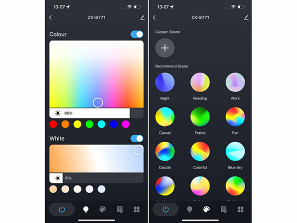Application mobile du plafonnier plat LED RVB CCT connecté 24 W