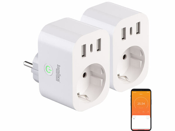 2 prises connectées avec wattmètre et 3 ports USB avec charge rapide