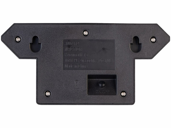 Vue arrière de l'applique murale LED avec encoches de fixation et caractéristiques techniques