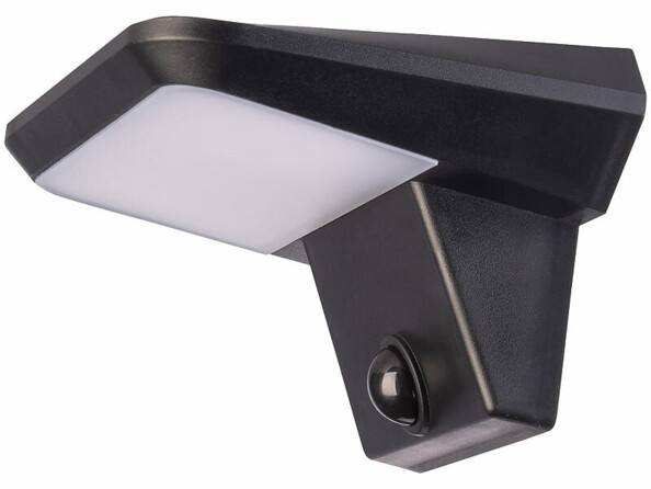 Lampe LED solaire avec capteur de mouvement coloris noir de biais côté gauche