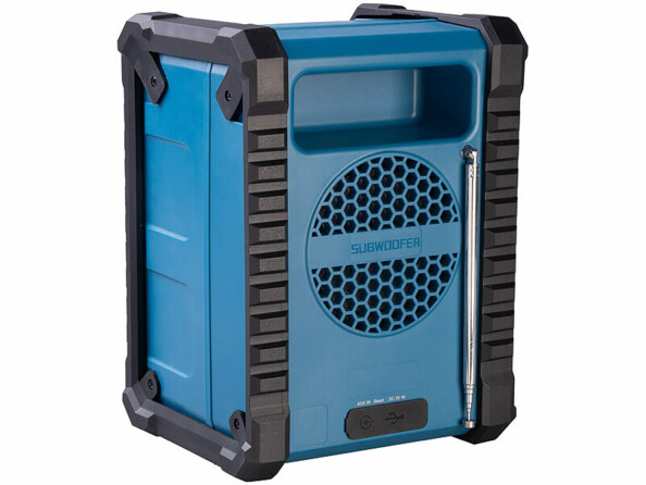 Enceinte portable résistante pour chantier avec fonctions DAB+ et FM.