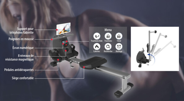 Rameur pliable HT-200 avec freinage magnétique