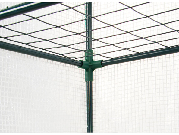 Serre en film 3 étages avec porte enroulable- transparent blanc vue d'une étagère