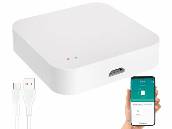 Passerelle wifi 2 en 1 pour appareils compatibles ZigBee et bluetooth de la marque Luminea Home Control