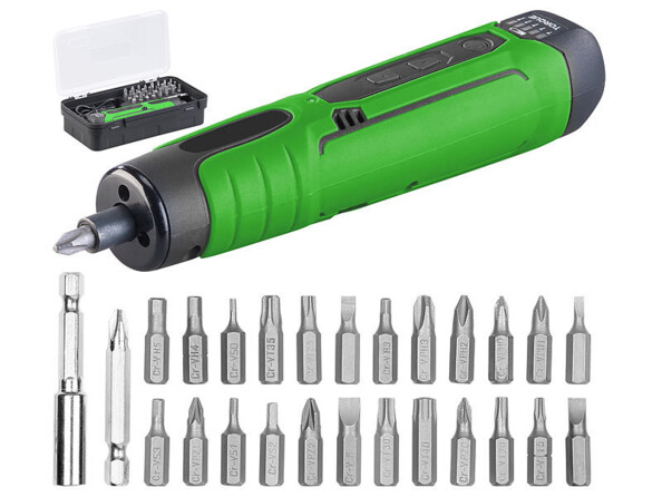 Visseuse sans fil, 25 embouts et jeu de forets à bois