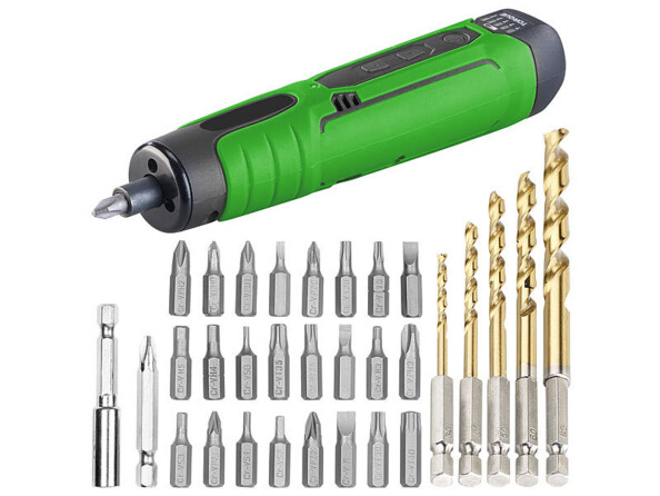 Visseuse sans fil, 25 embouts et jeu de forets HSS