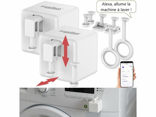 Pack de 2 interrupteurs avec 12 embouts de commutation, 4 patchs adhésifs et mode d'emploi en français