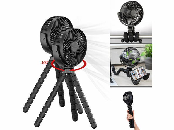 Pack de 2 ventilateurs à main rechargeables avec 3 niveaux de vitesse de la marque Pearl